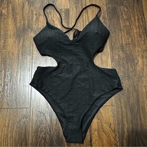 Victoria's Secret Black Swimsuit with Pink Logo Print Size x-large